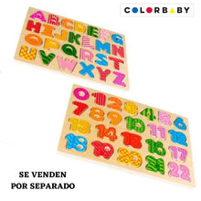 Cargar imagen en el visor de la galería, Puzle infantil madera letras o numeros woomax para niños de 2 años