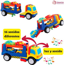 Cargar imagen en el visor de la galería, Camion portacoches juguete luz y sonido