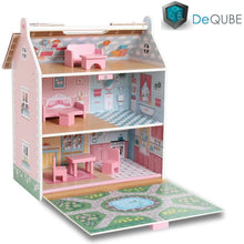 Cargar imagen en el visor de la galería, Casa muñecas de madera portátil