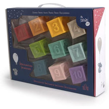 Cargar imagen en el visor de la galería, Set de 10 Cubos blandos de Goma con diseño de Colores, números y Dibujos
