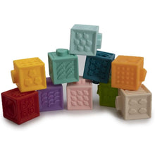 Cargar imagen en el visor de la galería, Set de 10 Cubos blandos de Goma con diseño de Colores, números y Dibujos