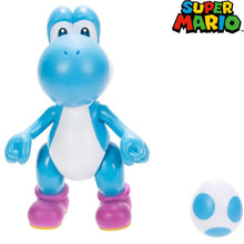 Cargar imagen en el visor de la galería, Figura Yoshi azul celeste con huevo super mario