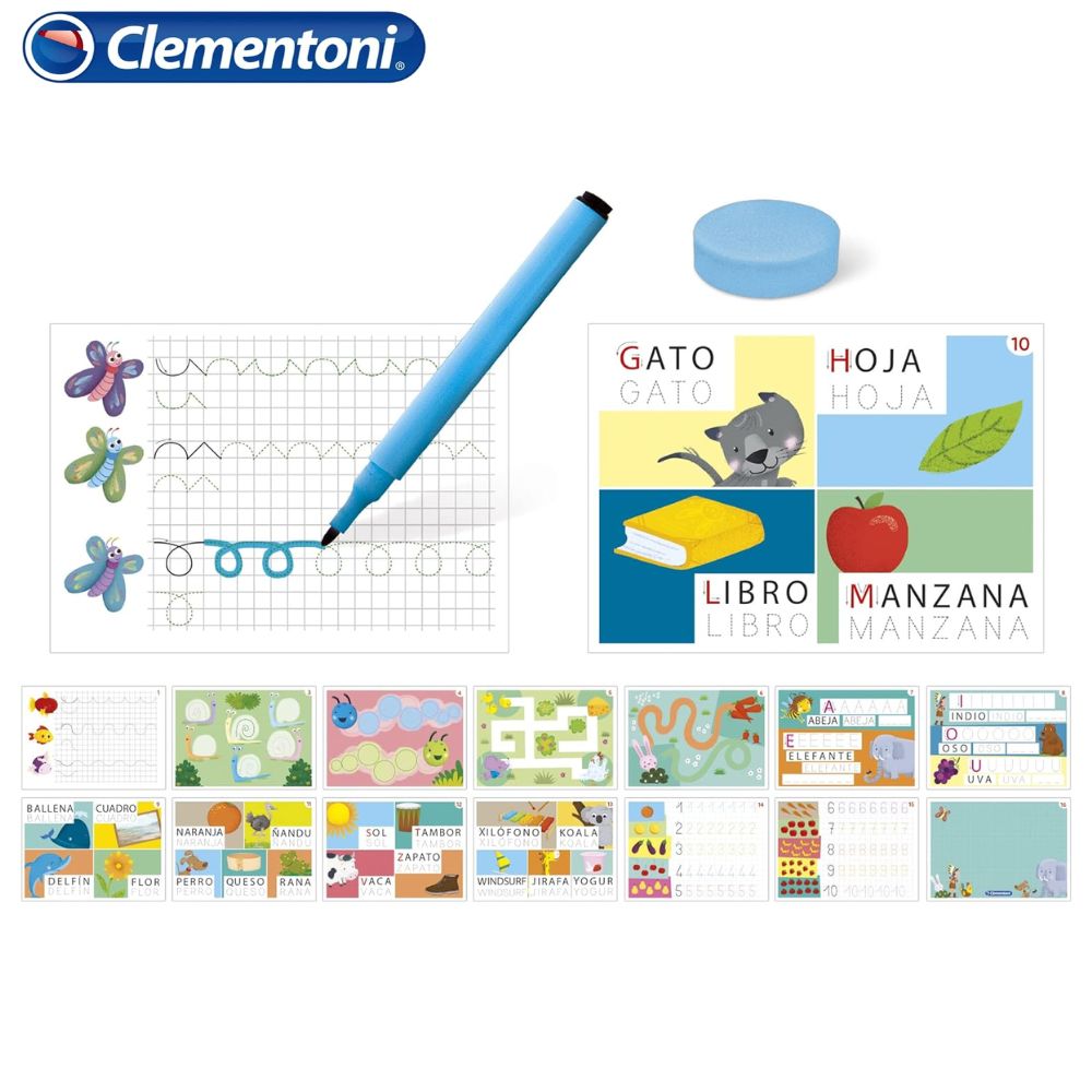 Juego Educativo Clementoni Letras Y Números - Para Niños De 3 A 5 Años, Incluye Tablero Y Personajes De Papel Para Construir