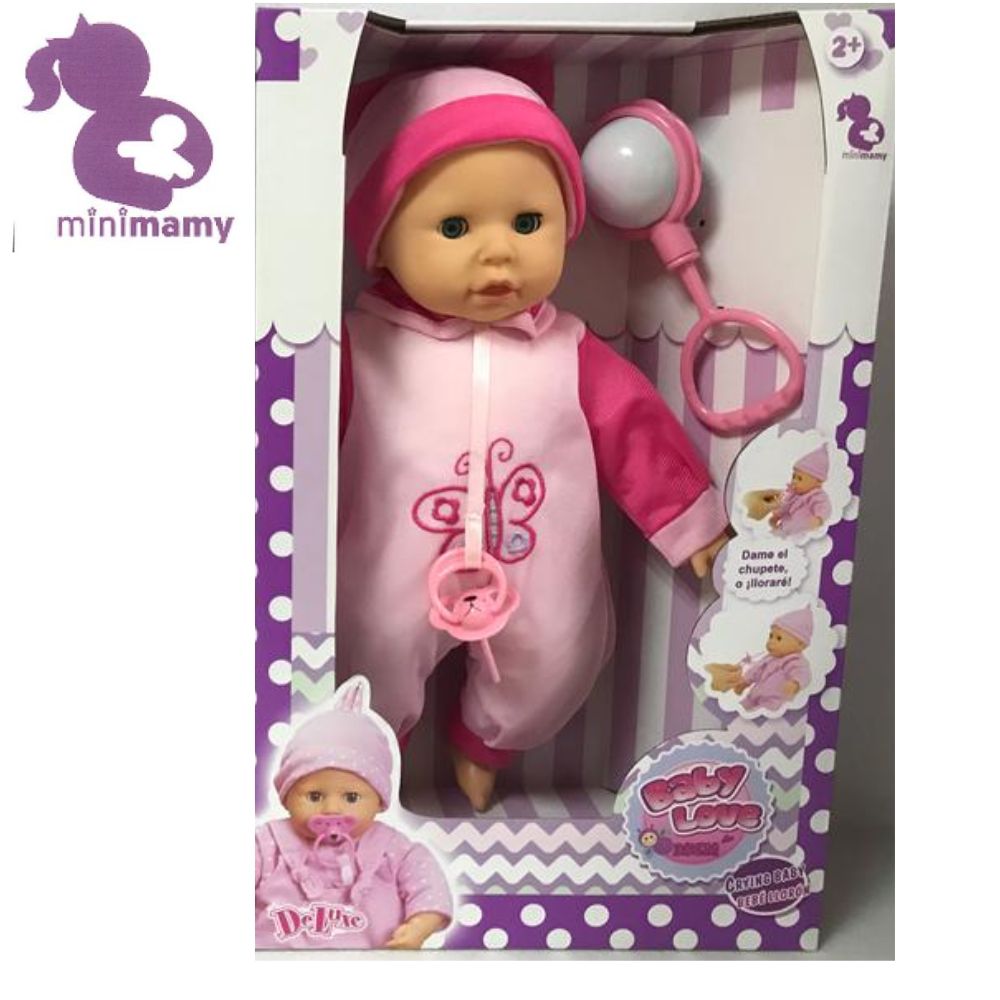 Muñeco bebé llorón con chupete 35 cm. – MANCHATOYS