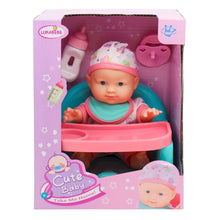 Cargar imagen en el visor de la galería, MUÑECO BEBE CON TRONA CHUPETE Y BIBERON