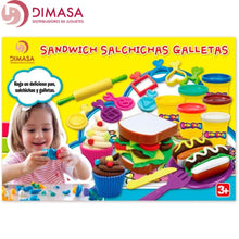 Cargar imagen en el visor de la galería, plastilina juego sandwich salchichas y galletas