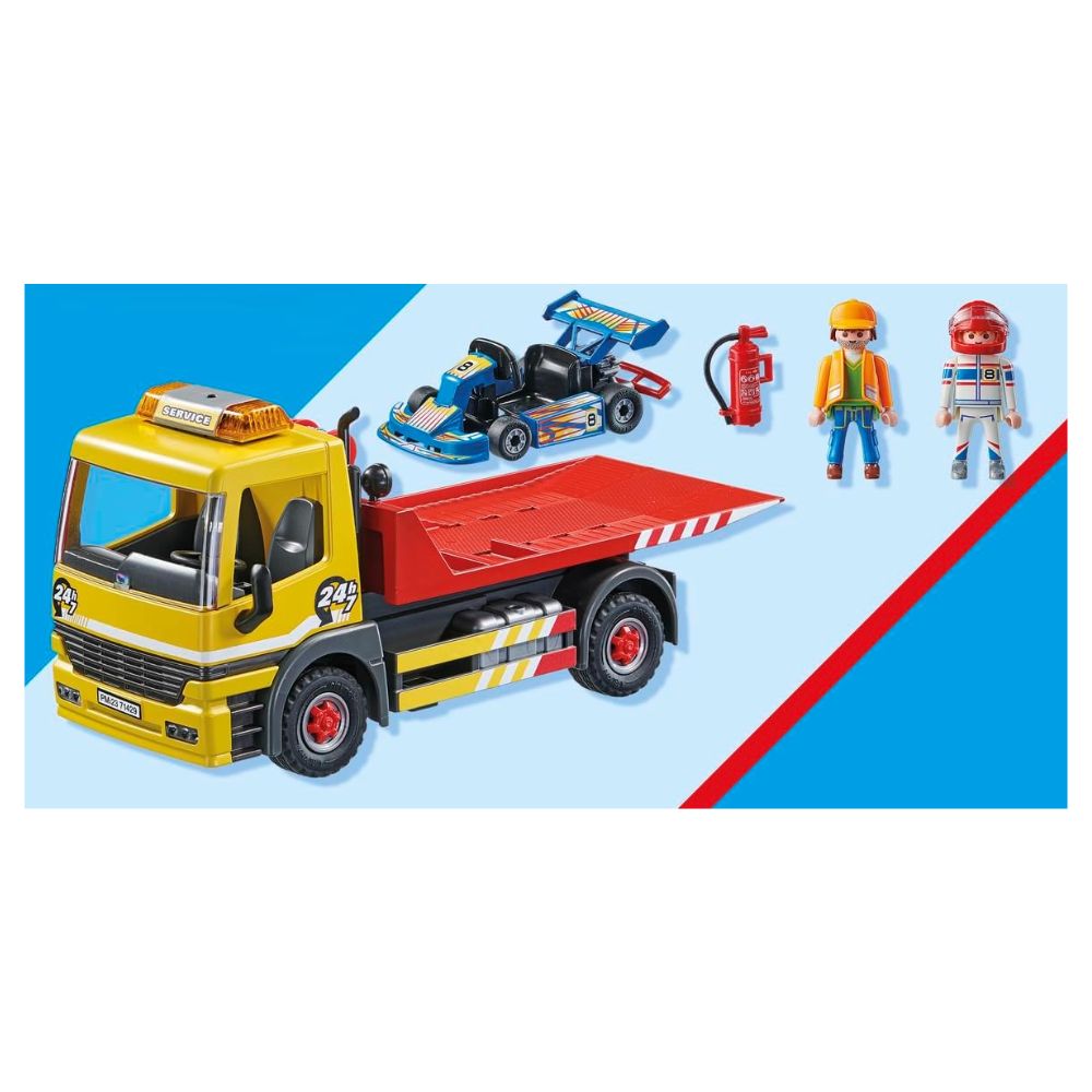 PLAYMOBIL City Life 71429 – Grúa De Rescate Con Luz Intermitente Y Kart Para Niños Desde 4 Años