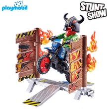 Cargar imagen en el visor de la galería, Playmobil moto con muro de fuego (70553) Stunt Show
