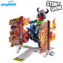 Cargar imagen en el visor de la galería, Playmobil moto con muro de fuego (70553) Stunt Show