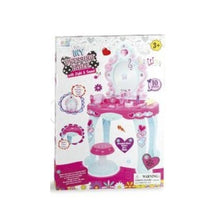 Cargar imagen en el visor de la galería, Tocador belleza rosa infantil con taburete