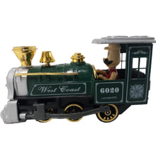 Cargar imagen en el visor de la galería, TREN LOCOMOTORA RETRO (METAL-FRICCION) CON CONDUCTOR, LUZ Y MELODIA (15 CM)