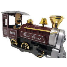 Cargar imagen en el visor de la galería, TREN LOCOMOTORA RETRO (METAL-FRICCION) CON CONDUCTOR, LUZ Y MELODIA (15 CM)