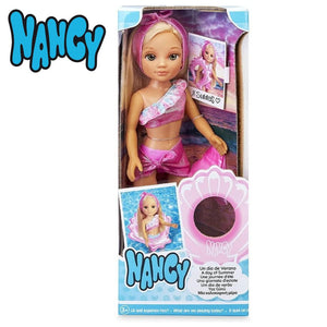 Nancy un dia de verano muñeca rubia con flotador rosa de concha-