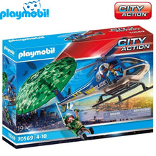 Cargar imagen en el visor de la galería, Playmobil helicóptero de policía persecución en paracaidas (70569) City Action