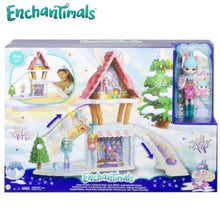 Cargar imagen en el visor de la galería, Enchantimals chalet en la nieve con muñeca de Bevy Bunny y mascota Jump-(1)