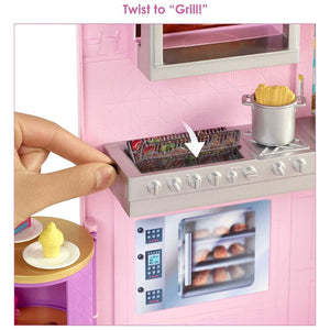 Barbie restaurante con muñeca rubia y cocina de juguete-(1)