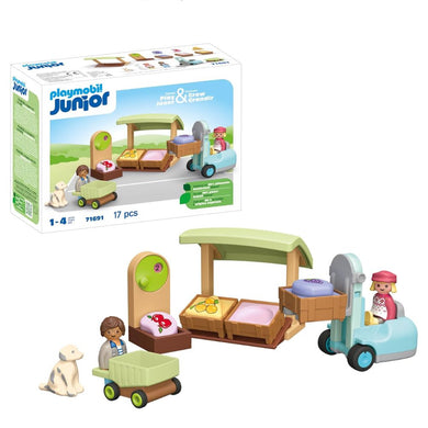 Playmobil Junior Puesto ecológico y carretilla elevadora (71691)