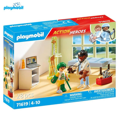 PLAYMOBIL 71619 Pediatra y osito peluche Action Heroes hospital