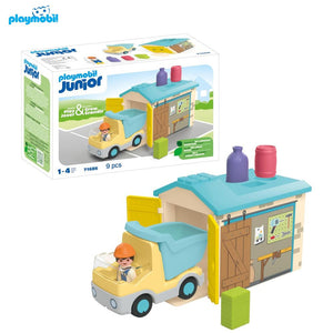 Playmobil junior 71686 camión de construcción garaje y formas de colores para encajar