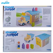 Cargar imagen en el visor de la galería, Playmobil junior 71686 camión de obras garaje y formas de colores para encajar
