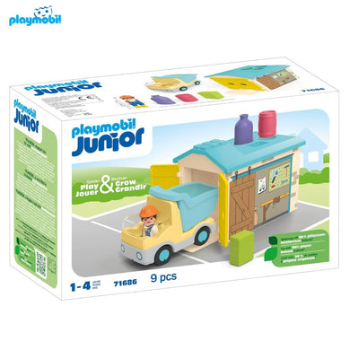 Playmobil junior 71686 camion volquete garaje y formas encajables