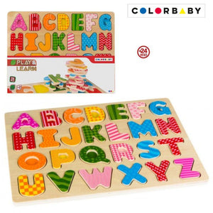 Puzle madera letras abecedario woomax para niños y niñas de 24 meses