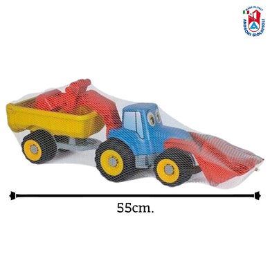 Tractor con pala y remolque de juguete