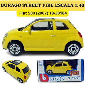 Burago 1 43 Street Fire Fiat 500 amarillo 2007 ref. 1830184
