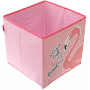 caja almacenamiento infantil tela rosa flamenco