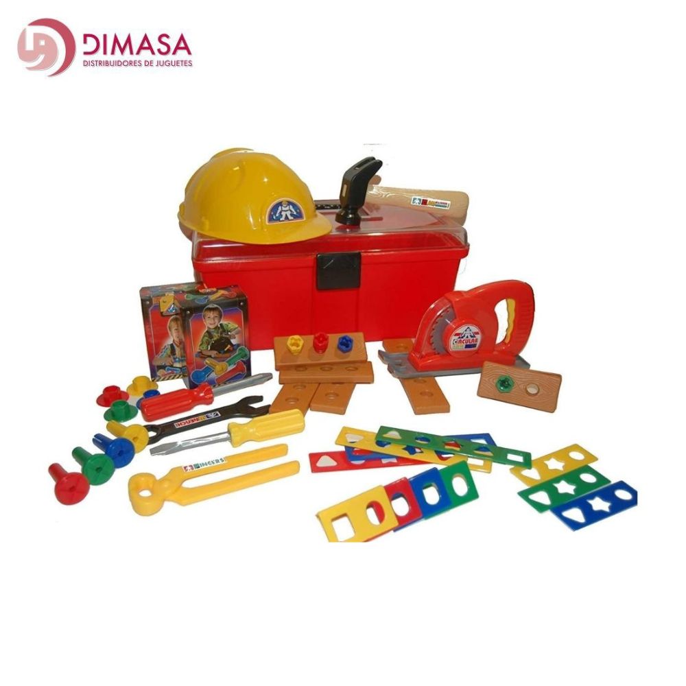 Maletín herramientas juguete con casco 50 piezas – MANCHATOYS