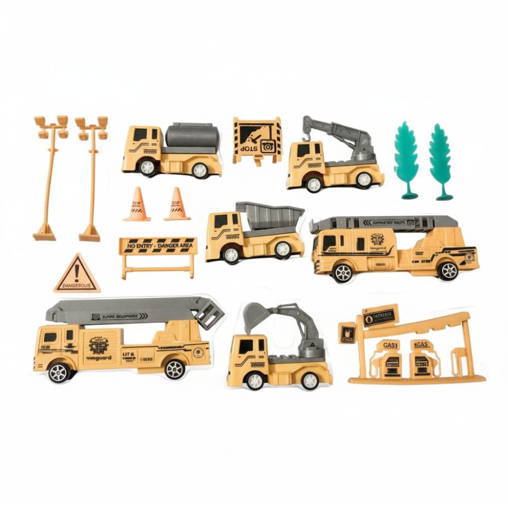 camiones de construcción de obras