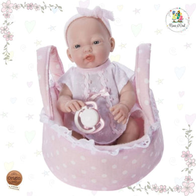 Capazo bebe juguete rosa Nines de Onil 26 cm