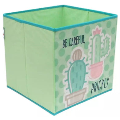 Cesta almacenaje infantil tela verde cactus