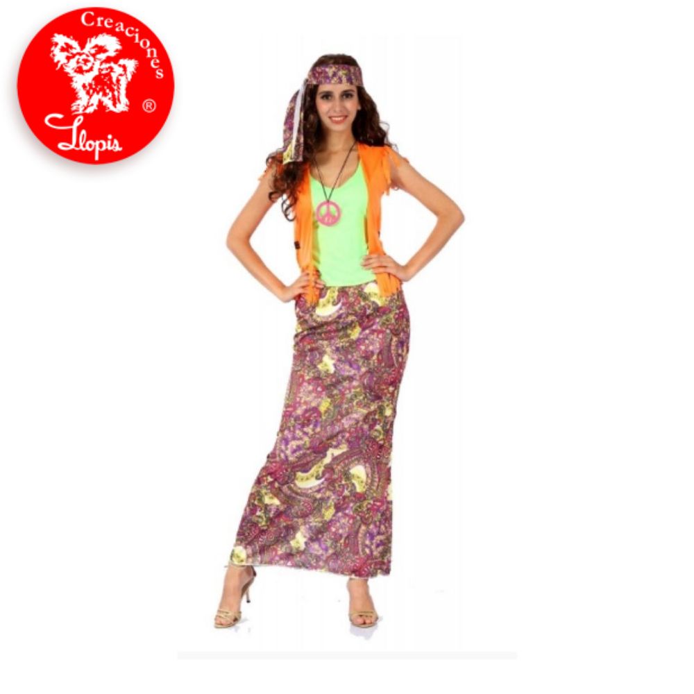 Disfraz hippie mujer talla L – MANCHATOYS