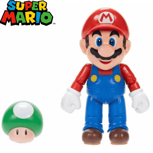 Figura Super Mario con champiñon verde vida extra