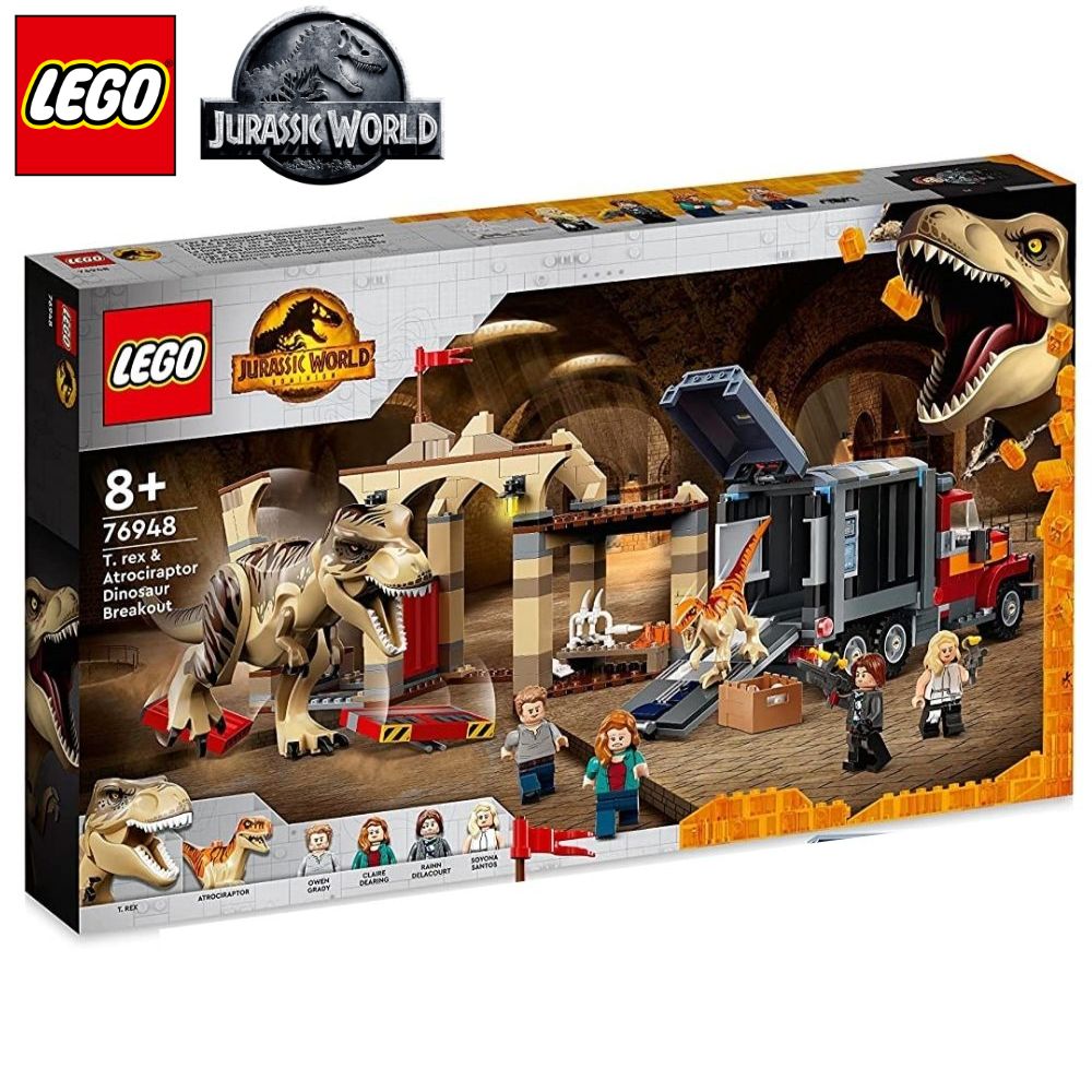 Fuga de los dinosaurios T-Rex y atrocirraptor Lego Jurassic World 76948