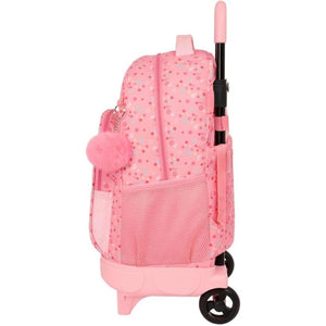 Mochila rosa escolar con carro extraible Moos Passion Safta