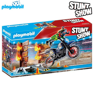 Moto con muro de fuego Playmobil (70553) Stunt Show