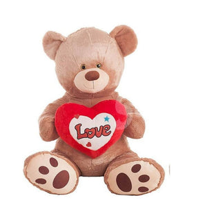 Oso de peluche 65 cm Tomy corazón letras love en purpurina