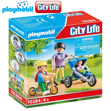 Playmobil 70284 mamá con niños en bicicleta y triciclo