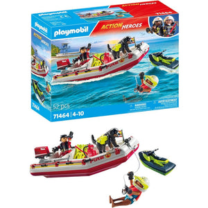 Playmobil 71464 bote de bomberos con moto acuática