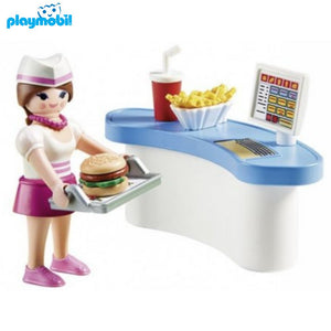 Playmobil camarera con mostrador huevo rosa 70084