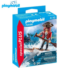Cargar imagen en el visor de la galería, Playmobil pirata en balsa con tiburón martillo 70598
