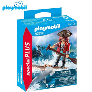 Playmobil pirata en balsa con tiburón martillo 70598