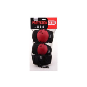 Protecciones para patines con muñequeras, coderas y rodilleras rojas