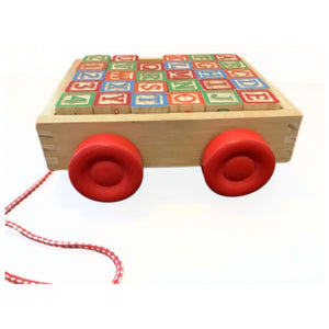 Bloques madera letras y números con arrastre carro