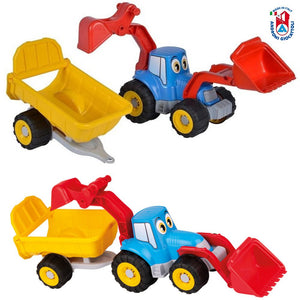 Tractor de juguete con pala excavadora