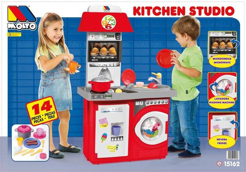COCINA STUDIO ROJA 97 CM. CON 14 PIEZAS MOLTO 15162