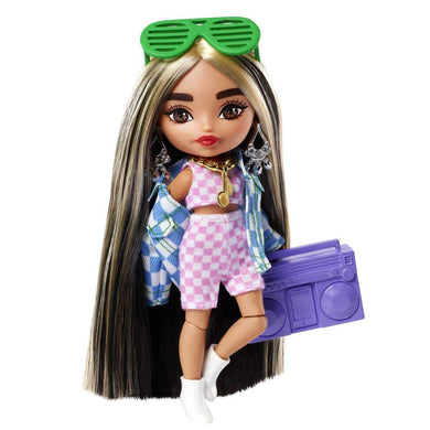 Barbie extra mini muñeca chaqueta cuadros (HGP64)