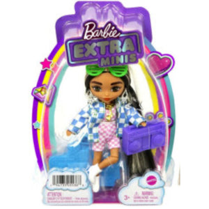 Barbie extra mini muñeca chaqueta cuadros (HGP64)-(1)